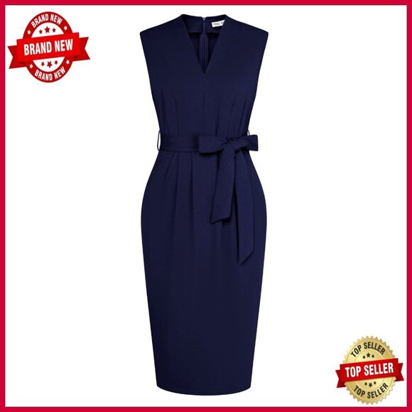 Dresses & Skirts - Sleeveless V Neck Bodycon Sheath Dress Elegant Business Office Work Dress with
